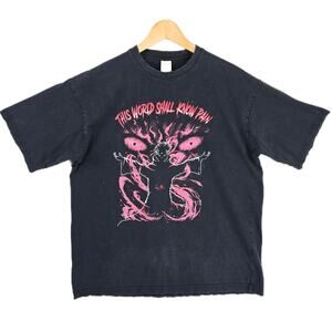 Naruto Pain Distressed Shirt Mens Large Black This World Shall Know Anime Manga